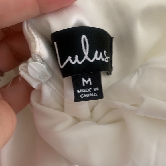 Lulus Joyful White Satin tie back mini dress - Picture 3 of 3